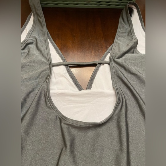 NWT Cupshe Pewter Gray One Piece Swimsuit - Picture 5 of 9